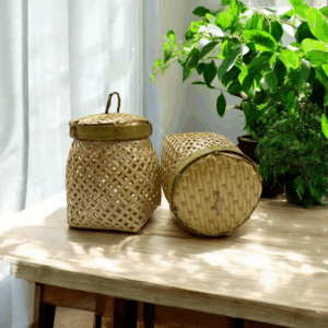 Handwoven Bamboo Storage Container with Lid