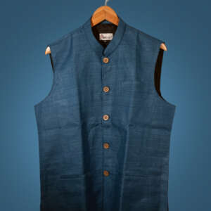 Eri Silk Nehru Jacket - Blue